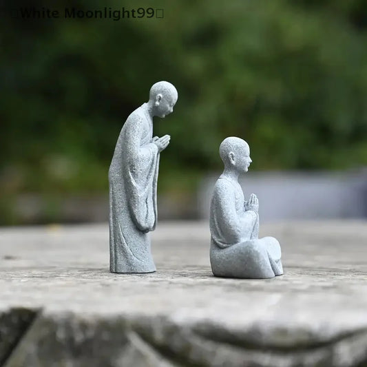 〔White〕Wishing Monk Buddhist Micro Landscape Stone Fish Tank Moss Landscaping Zen Oriental Aesthetics Garden Ornaments