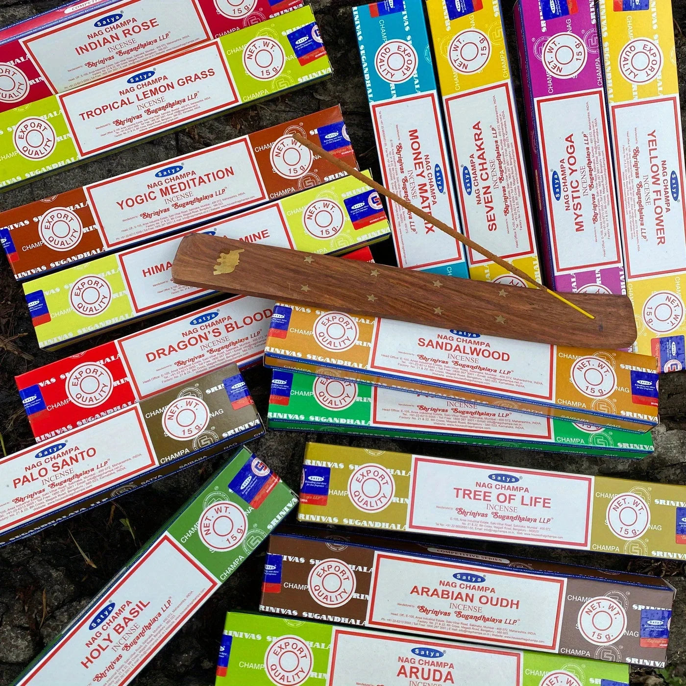 Incense Gift Set Nag Champa, Super hit, Dragon's Blood, Sandalwood, Patchouli, Lavender, Positive Vibes, 15 g