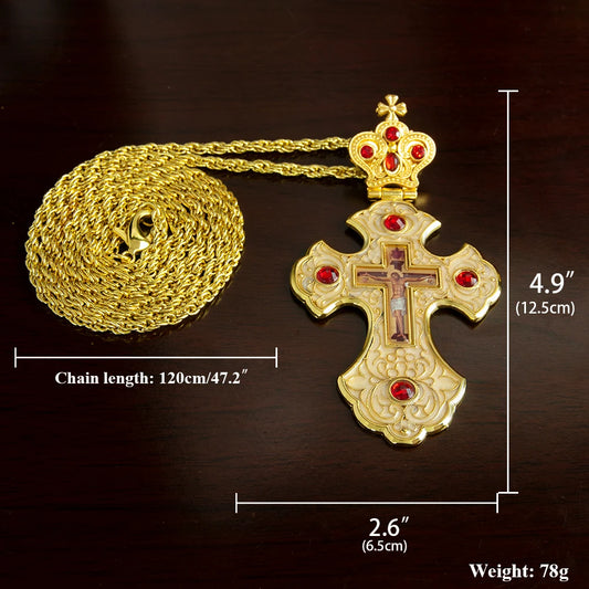HTISOK Orthodox Church Jesus Cross Pendant , Pastor Chest Alloy Necklace, Handmade Enamel Colored, Factory Sold