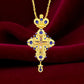 Gold Plated Catholic Orthodox Pectoral Cross with Red Green Gems and Jesus Icon Enamel for Clergy Church Liturgy Devotion Gift