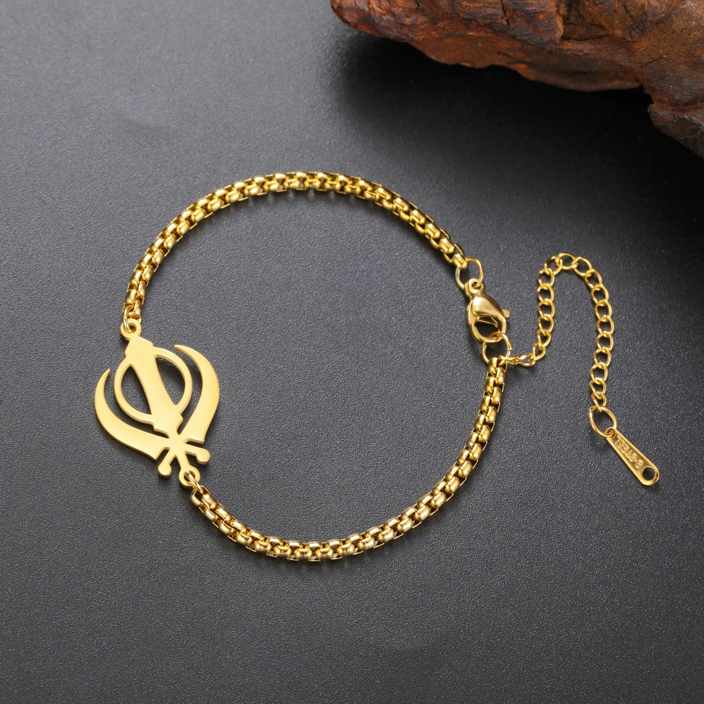 Lucktune Khanda Sikhism Symbol Bracelets for Women Men Stainless Steel Religious Protection Amulet Spiritual Sikh Jewelry Gift