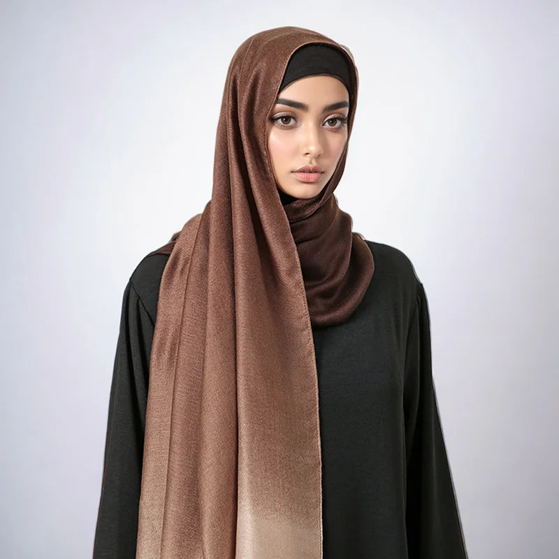 New Tie-dyed Cotton Hijabs For Women Scarf Plain Shawls Wrap Femme Musulman Ombre Viscose Headscarf Islam Turban Headband Scarf