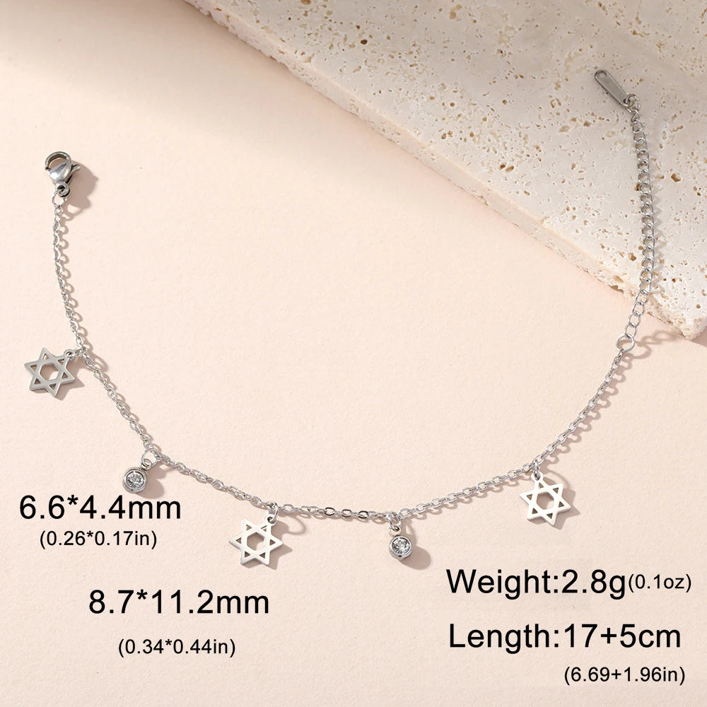 Dawapara Star of David Bracelet Jewish Prayer Judaica Hexagram Charm Protection Amulet Couple Gift Stainless Steel Jewelry