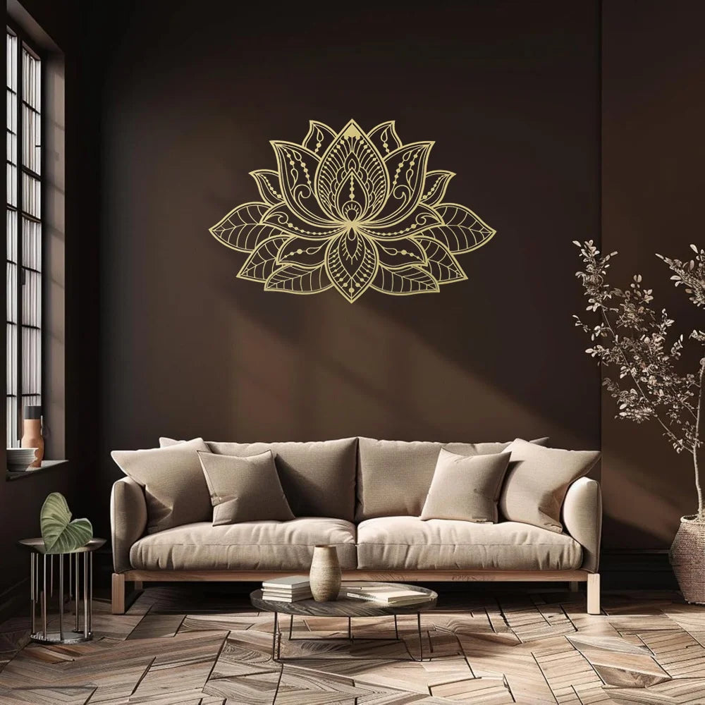 Iwa Motif Radiant Mandala Metal Wall Sculpture | Lotus Bloom Zen Decor | Halloween & Christmas Gift
