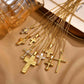 Vnox Christian Religion Necklaces For Women Men, Zircon Cross Pendant Charm Necklace, Classic Gold Plated Jewelry
