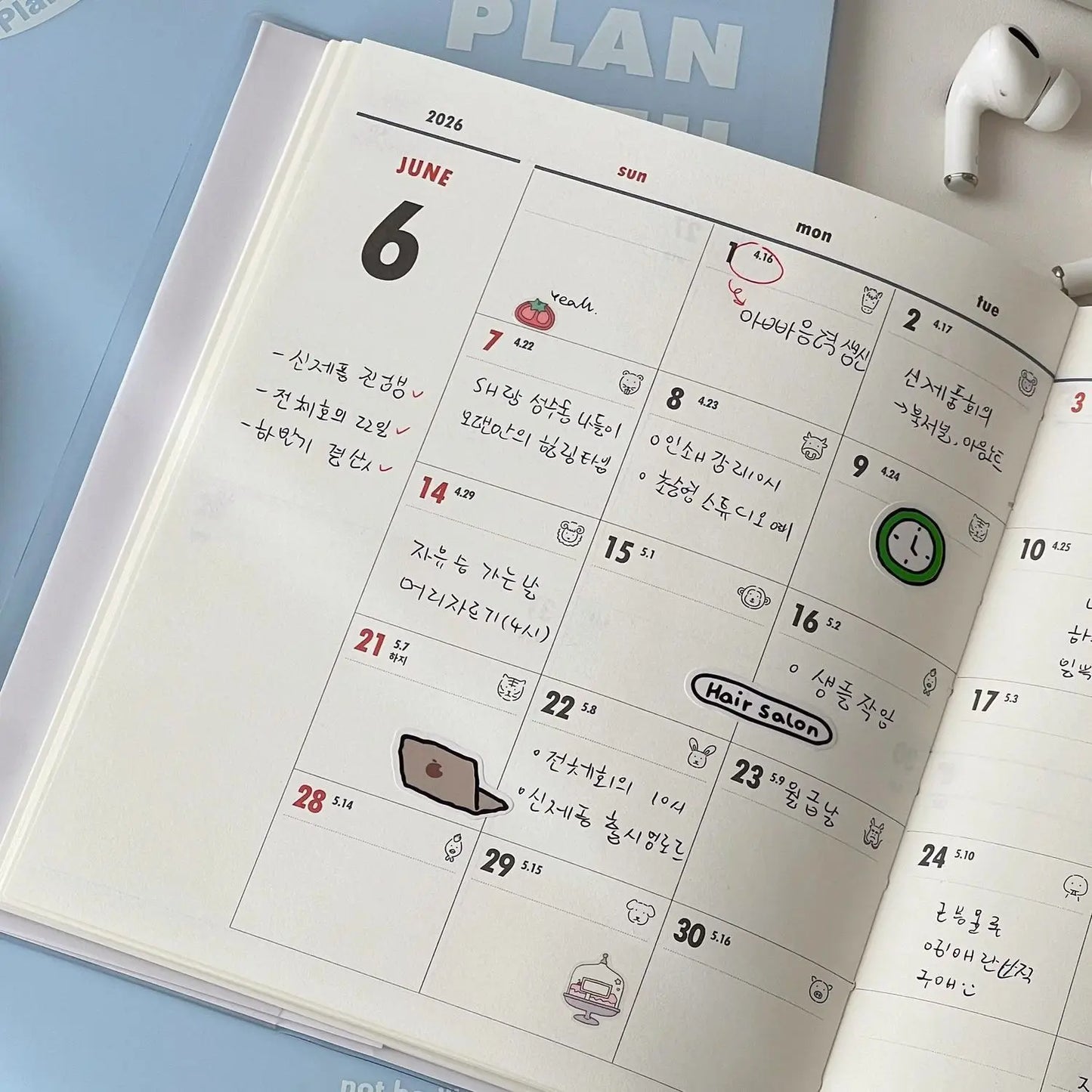 2026 Korean Notebook Schedule Book Student Monthly and Weekly Plans Journal Notebook Diary Planner Stationery Student Supplies