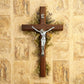 7.8 Inch Wooden Catholic Cross Wall Decor Handcrafted Wood Cross for Home Desktop and Wall Decoration Religious Gift