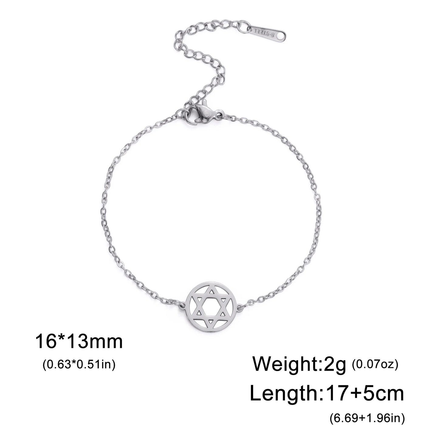 Skyrim Star of David Map Charm Bracelet Women Men Stainless Steel Adjustable Box Chain Bracelets Jewish Jewelry Gift Wholesale