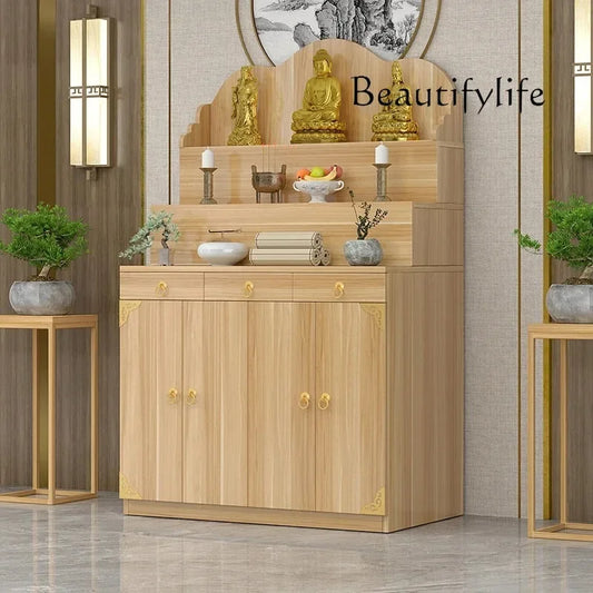 A  New Chinese Household Altar Incense Burner Table Economical Altar Three-Layer Heightening Buddha Shrine feng shui