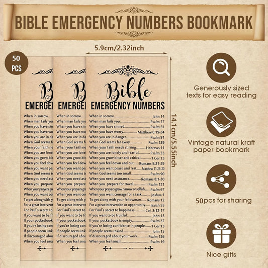 50/100pcs Bible Emergency Number Bookmarks Christian Gifts Religious Bible Verse Bookmarks Christian Bookmarks