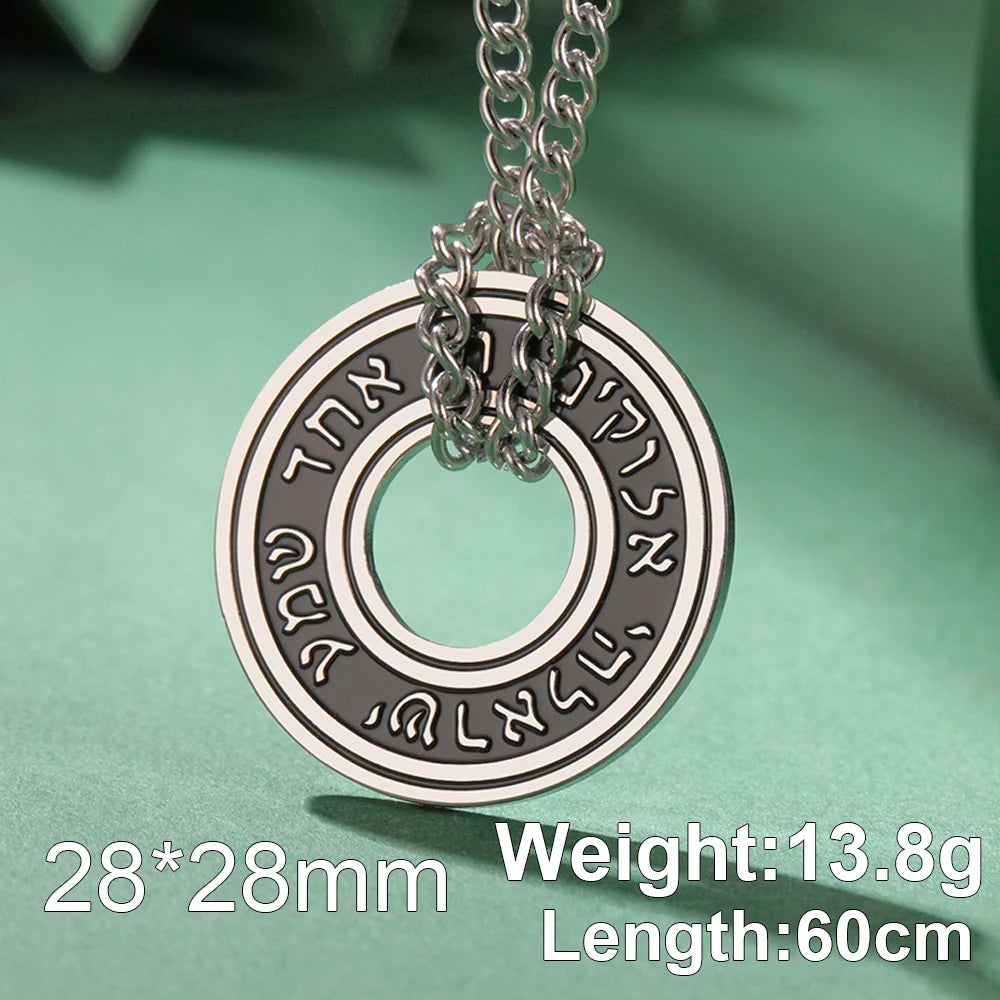 Dawapara Jewish Star of David Hebrew Shema Necklace Judaica Prayer Blessing Holy Pendant Stainless Steel Kabbalah Jewelry