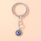 Aihua Lucky Eye Alloy Fatima Hand Keychain Heart Glass Bead Blue Turkish Evil Eye Key Chain Car Keyring for Women Men Jewelry