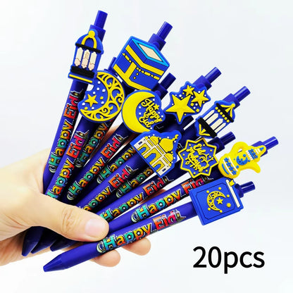 20 pieces Ramadan auspicious roundball pens, with star and moon pattern, specially designed for Islamic festival gifts.