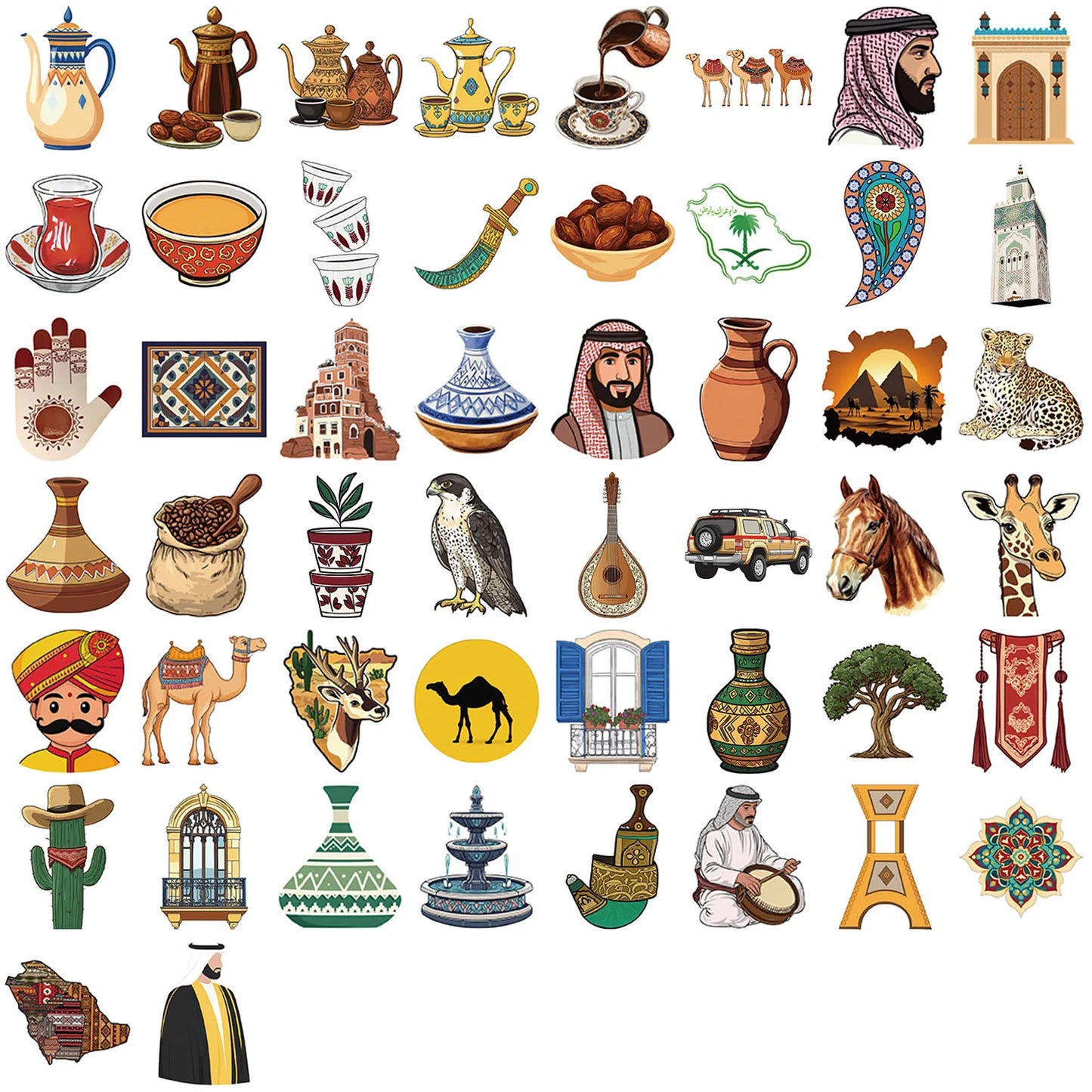 10/25/50pcs Graffiti Middle East Arabic Style Art Stickers for DIY Decor Guitar Phone Laptop Suitcase Notebook Scrapbook
