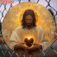 The circular wall art of the Sacred Heart of Jesus - 2D diameter planar surface religious decoration, indoor/outdoor decoration