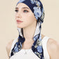 Muslim Fashion Print Hijab Turban Hats Long Tail Head Wraps Elastic Hijab Hats Breathable Chemo Cap For Women Girls