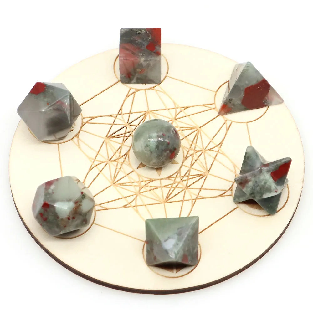 7Pcs Platonic Solid Sacred Stones Geometry Set Natural Crystals Reiki Healing Chakra Gemstones Lucky Home Decoration Gifts