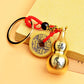 New Red Rope Five Emperor Money Large Hollow Gourd Key Chain Twelve Zodiac Large Gourd Cover Brass Key Ring Wholesale