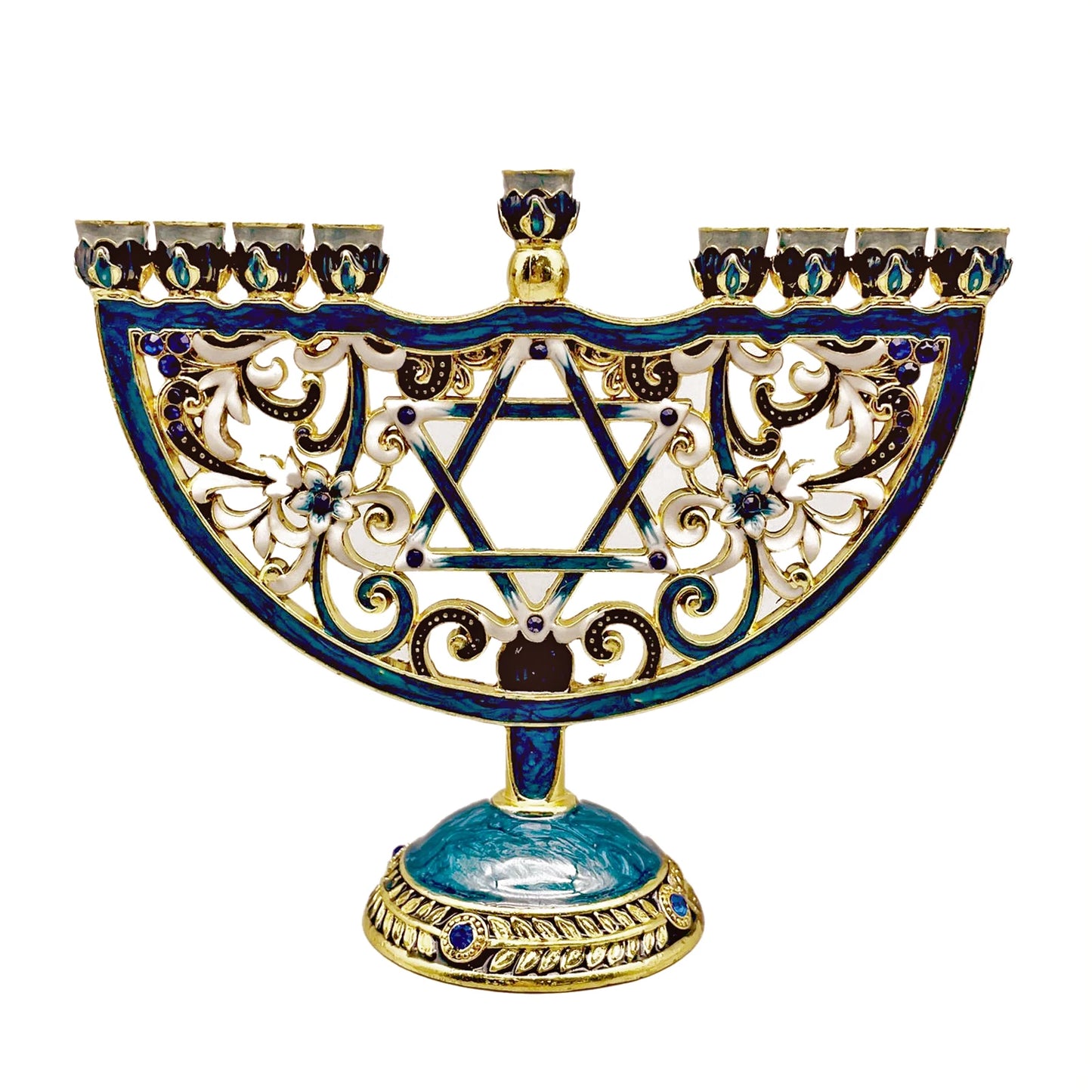 Hand Painted Candle Holder for Hanukkah Menorah Candlestick Candelabrum Candle Stand for Christmas Party Wedding Home Decor Gift