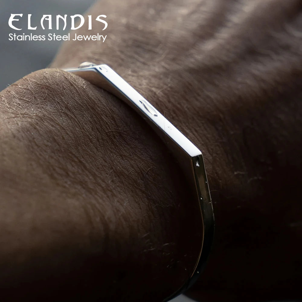 ELANDIS Wide 5MM Stainless Steel Bracelet Gold Plated Men's Minimalist Accessories Wholesale