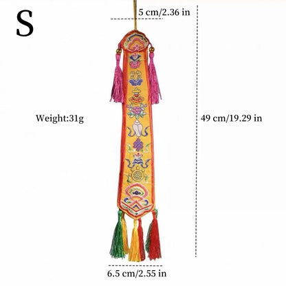 Nepal Handmade Eight Auspicious Flags,Tibetan Tassel Embroidery Decorative Handicrafts,Auspicious Hand Drum Flags Buddhist Item