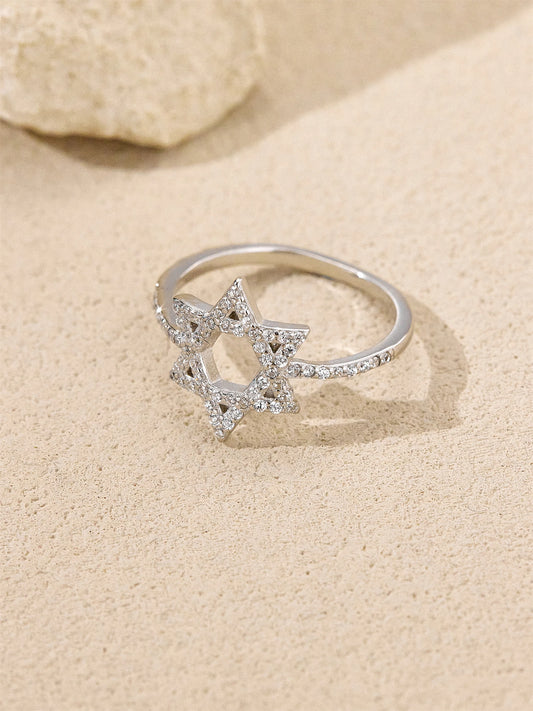 DPLAOPA 925 Sterling Silver Star of David Zircon CZ Engagement Ring 2025 New Luxury Classical Party Jewelry Gift for Women