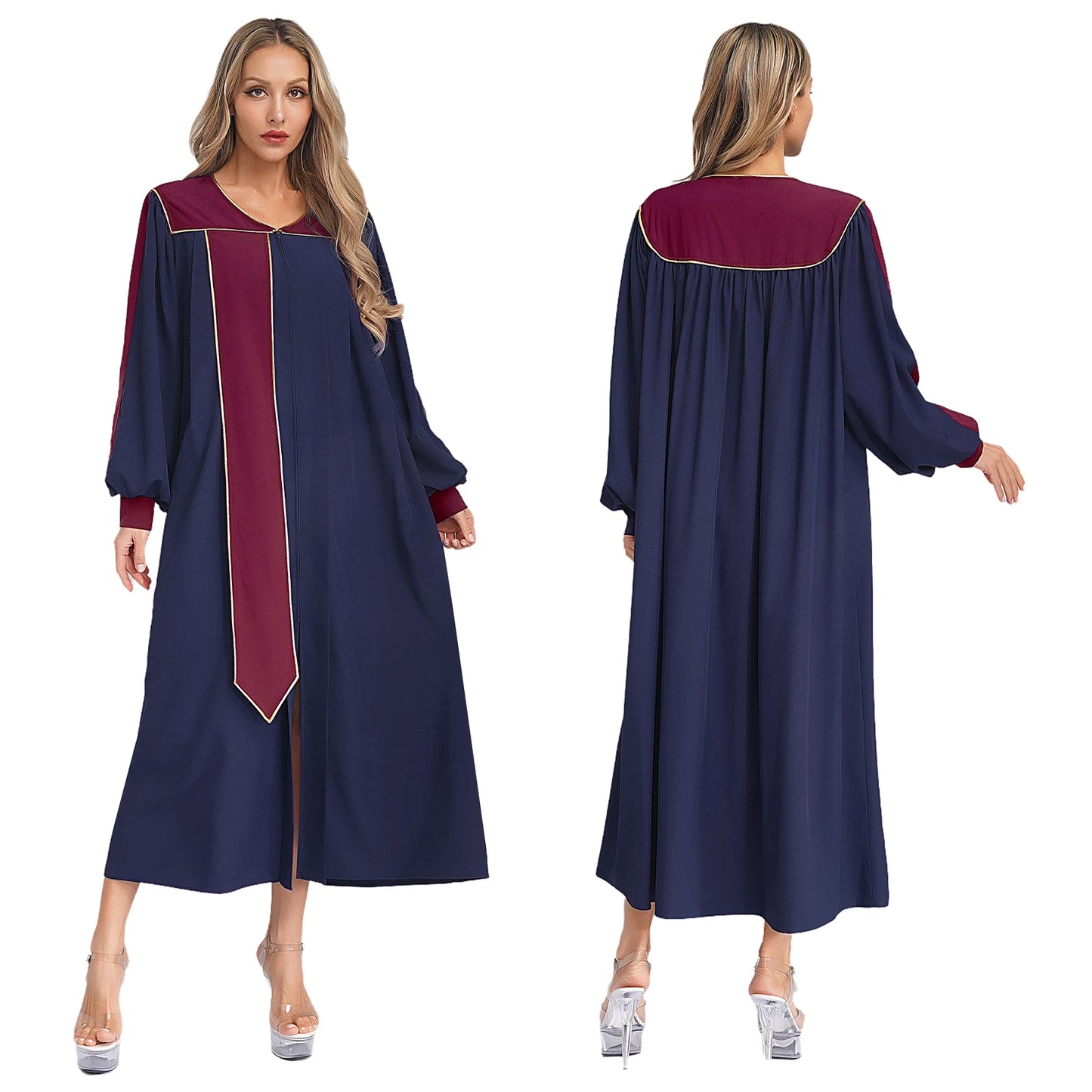 Women Church Clergy Robe Baptism Confirmation Officiant Costume Priest Preacher Dresses Choir Performance Praise Worship Dress