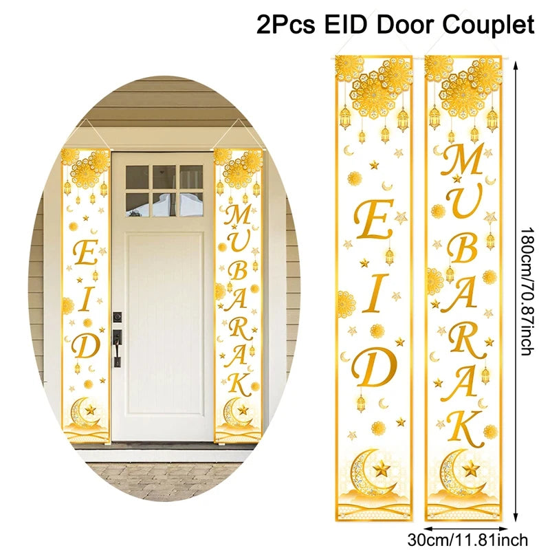 Eid Mubarak Door Banner Ramadan Decoration for Home 2025 Mubarak Ramadan Kareem Islamic Muslim Party Decor Eid Al Adha Gifts