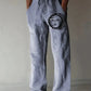 Retro Compass Printed Men's Casual Pants Harajuku Street Trendy Men's Straight Leg Pants Casual High Waisted Drawstring Pants
