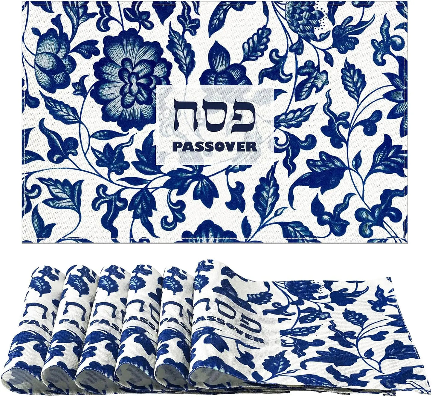 4Pcs Passover Linen Placemats Jewish Holiday Party Table Decor Washable Seder Matzo Table Mats Passover Decorations