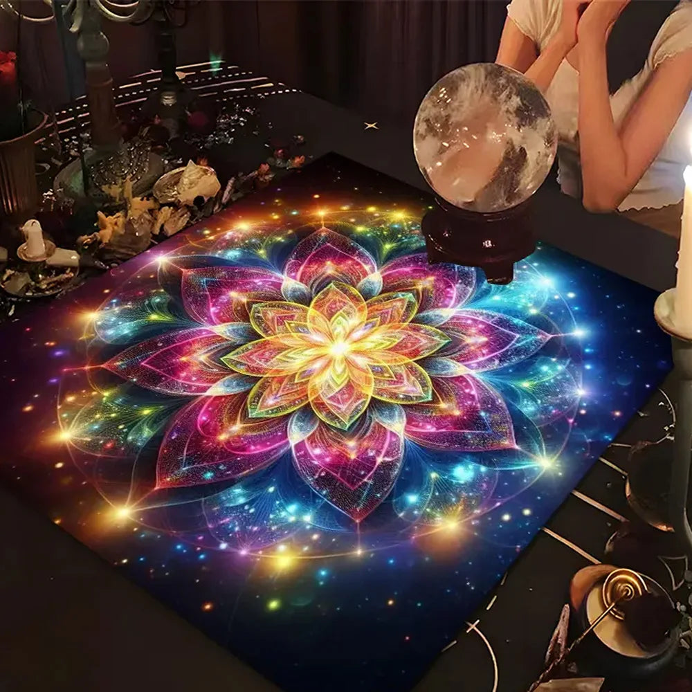 Tarot Tablecloth Mandala Flower Of Life Altar Cloth For Divination Meditation Circle Galaxy Tarot Mat Spiritual Oracle Card Pad