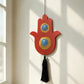 1pc Hamsa Hand Wall Hanging Decor, Blue & Red Evil Eye Tassel Ornaments, Boho Home Decor Pendant, Living Room & Gift Decoration