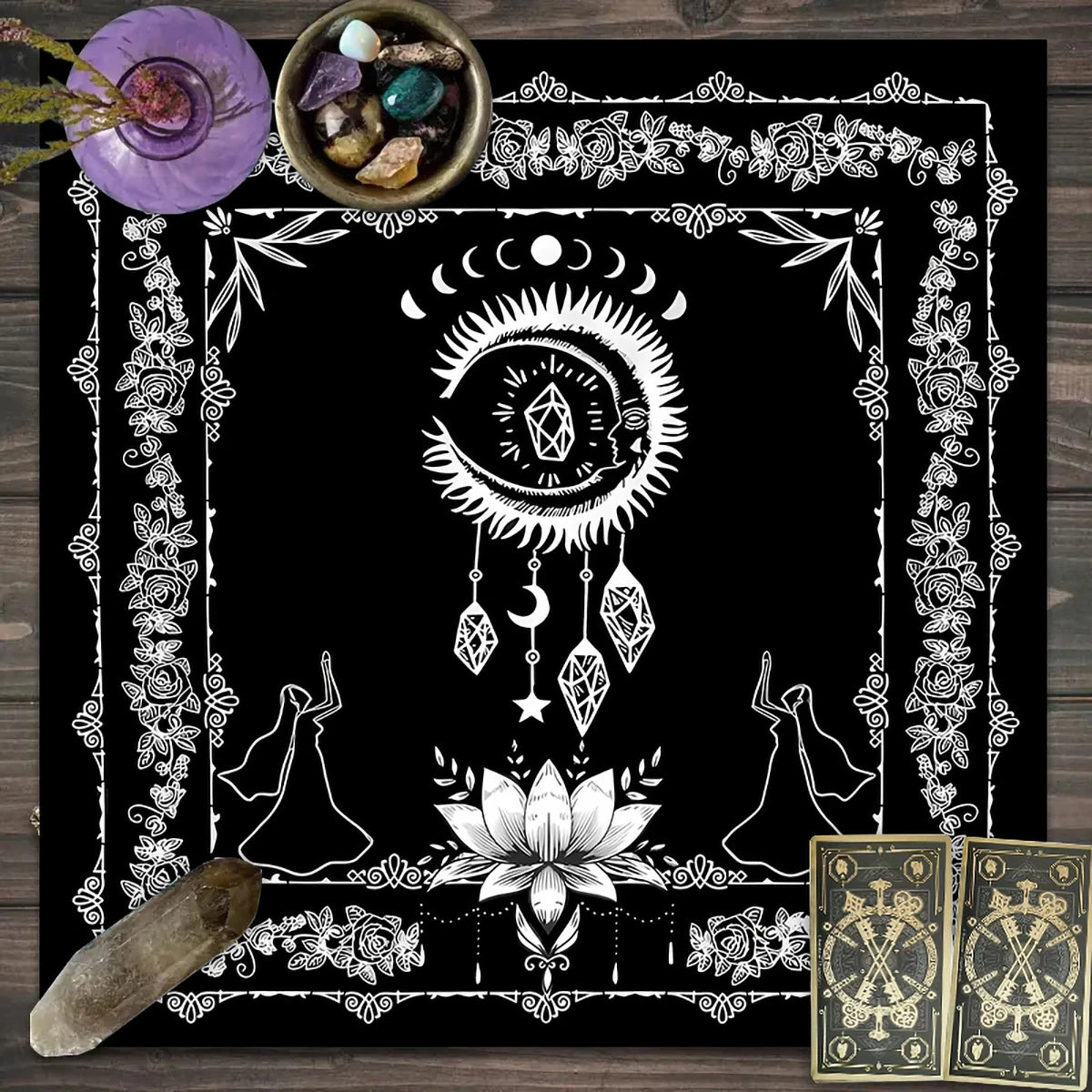 1pc Tarot card tablecloth, mysterious rune astrology altar cloth, witchcraft cabin decoration tablecloth, card game tablecloth