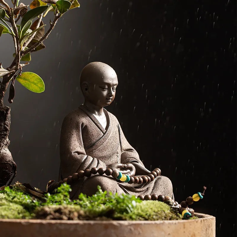 Ceramics  Little Monk sculptures and figurines  ceramic buddha statue Home Room Office Wealth Luck Feng Shui Decor blessing gift