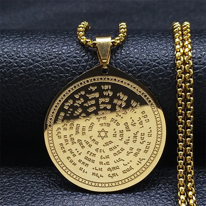 Jewish Bible Stainless Steel Hexagram Chain Necklace Women/Men 72 Names Of The God Moses Necklaces Mezuzah Jewelry collier N227