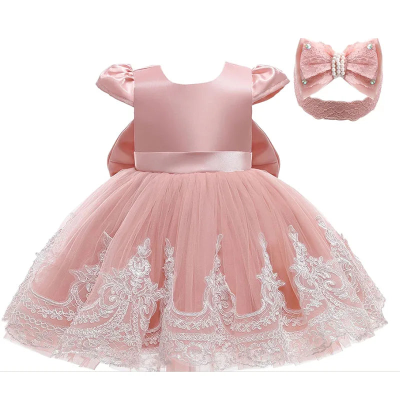 New Years Wedding Princess Dress For Girls Kid Vestidos Birthday One Year Dress Party Baptism Bow Clothes Christmas Costume 0-2Y