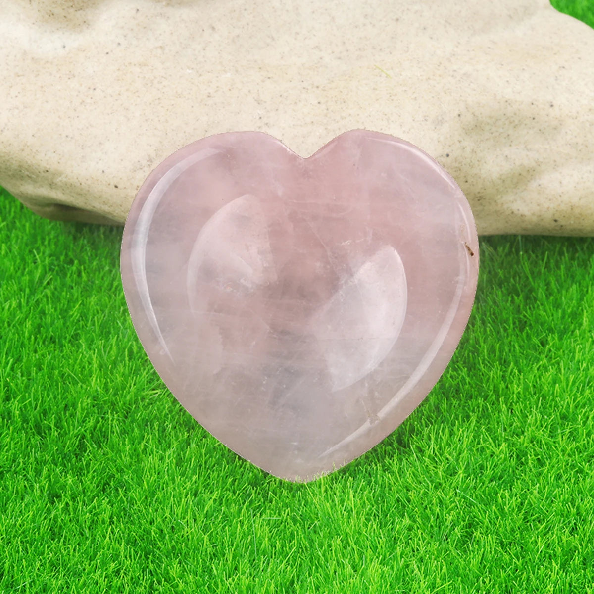 40mm Heart Crystal Worry Stone Palm Energy Therapy Reiki Healing Massage Quartz Meditation Pocket Gemstone Spiritual Thumb Flake