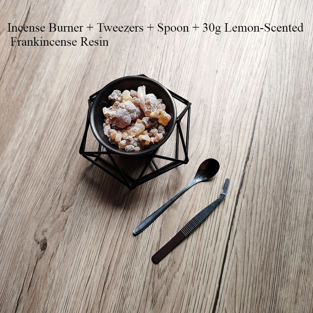 Lemon Scented Frankincense Resin Incense Burner Gift Set Natural Frankincense for Meditation Yoga Church Christmas Birthday