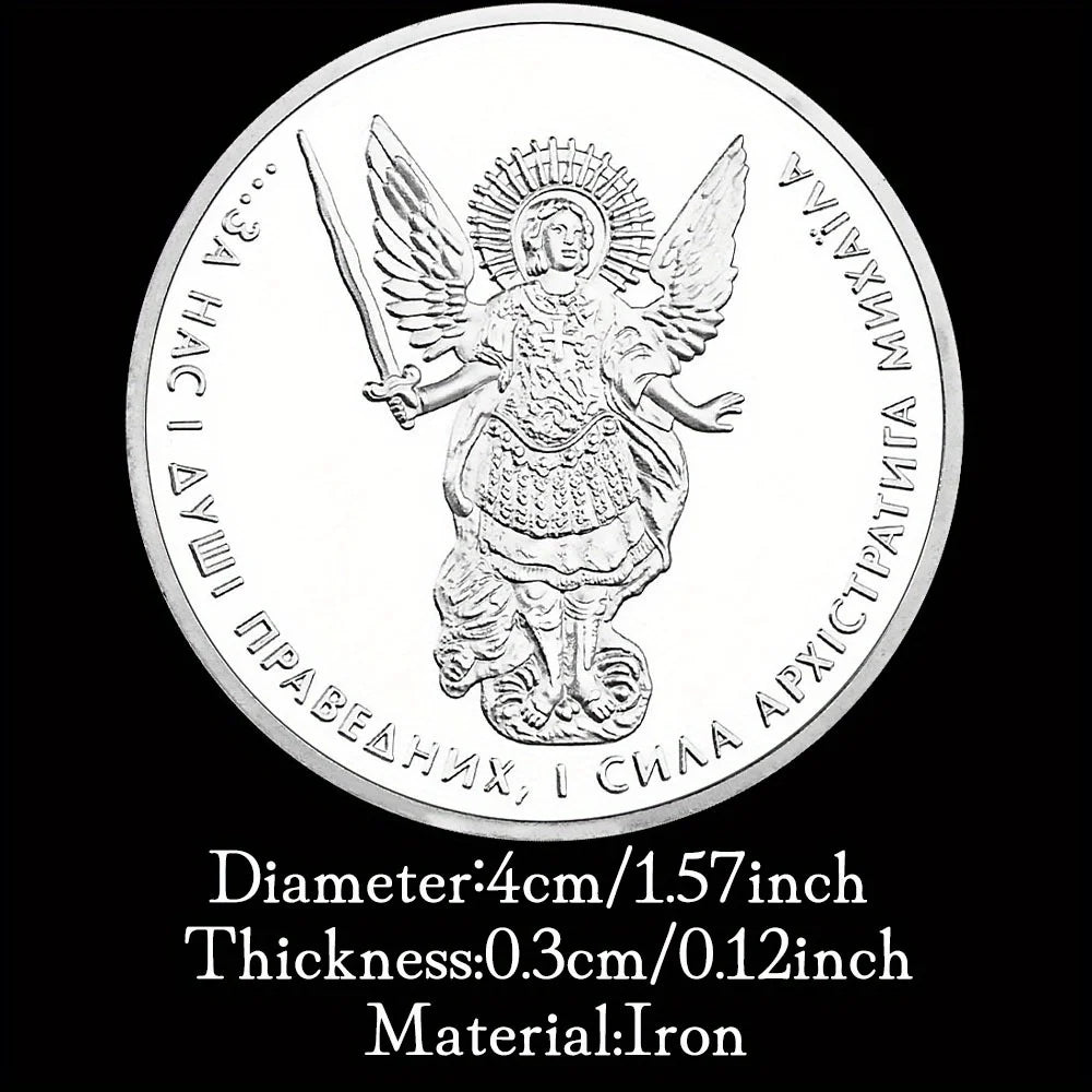 The Heart of The Righteous The Power of The Archangel Michael Is with Us Souvenir Coin Silvery Plated Commemorative Coin
