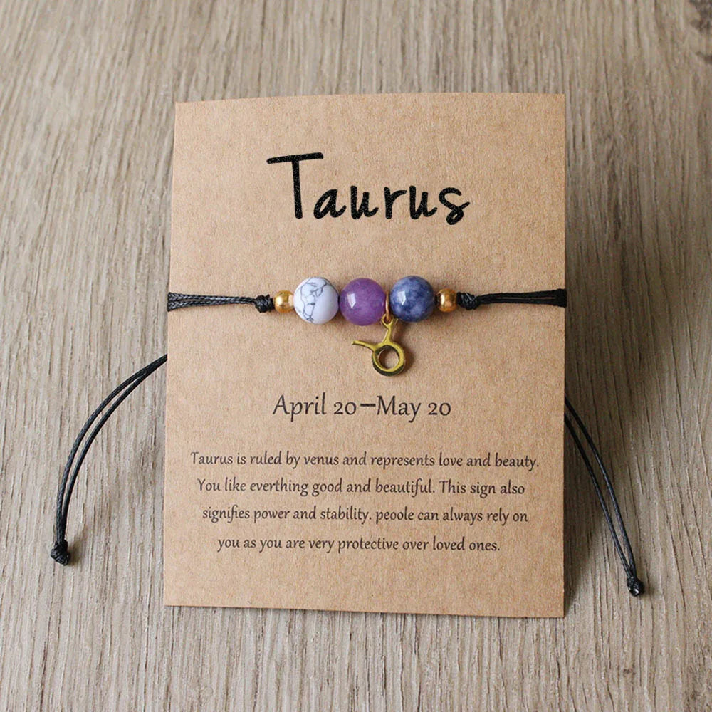 US  Aries Taurus Gemini Cancer Leo Virgo Libra Scorpio Sagittarius Capricorn Aquarius Pisces Gifts for Women Zodiac Bracelet