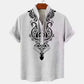 Men's shirt ethnic style 3D printing henley shirt, men's fashion button down collar short sleeve, high quality men's tops