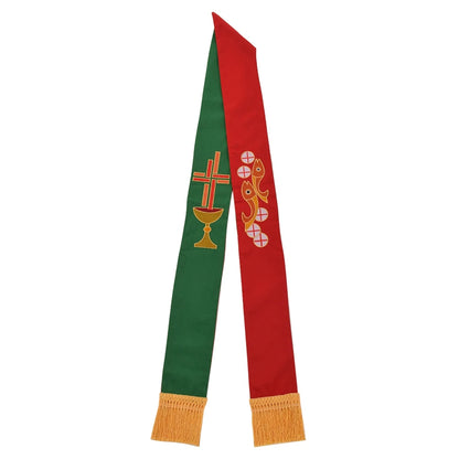 Clergy Stole Church Overlay Double Sided Cross Gold Tassels Scarf for Priest Choir