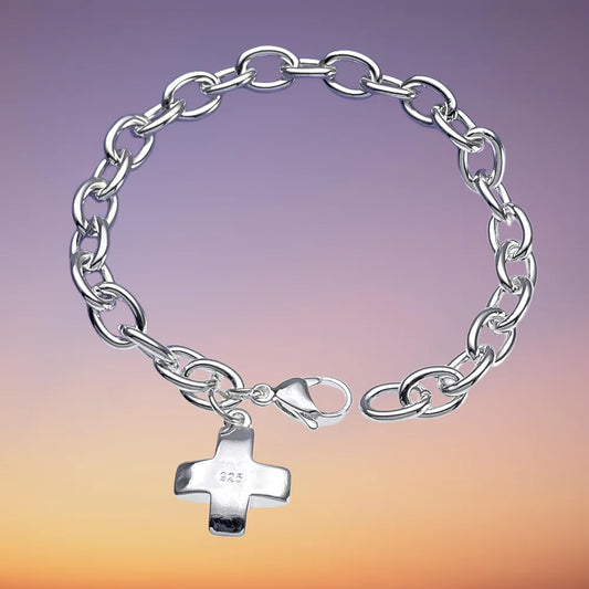 925 Sterling Silver Unique Cross Bracelets For Women Fashion Costume Jewelry 20cm 8inch Wedding Accessories Christmas Gifts
