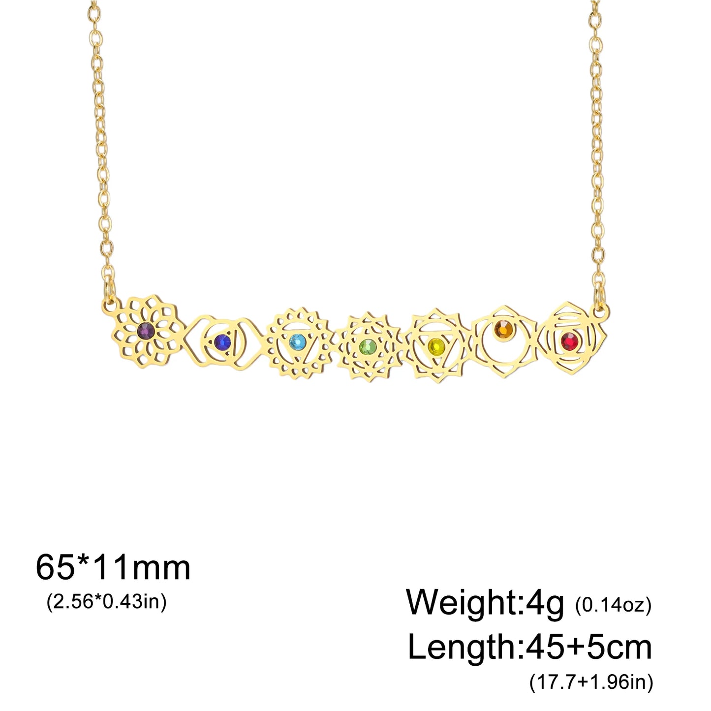 HIPEE 7 Chakra Yoga Necklace with Colorful Stone Stainless Steel Pendant for Meditation Boho Spiritual Gift