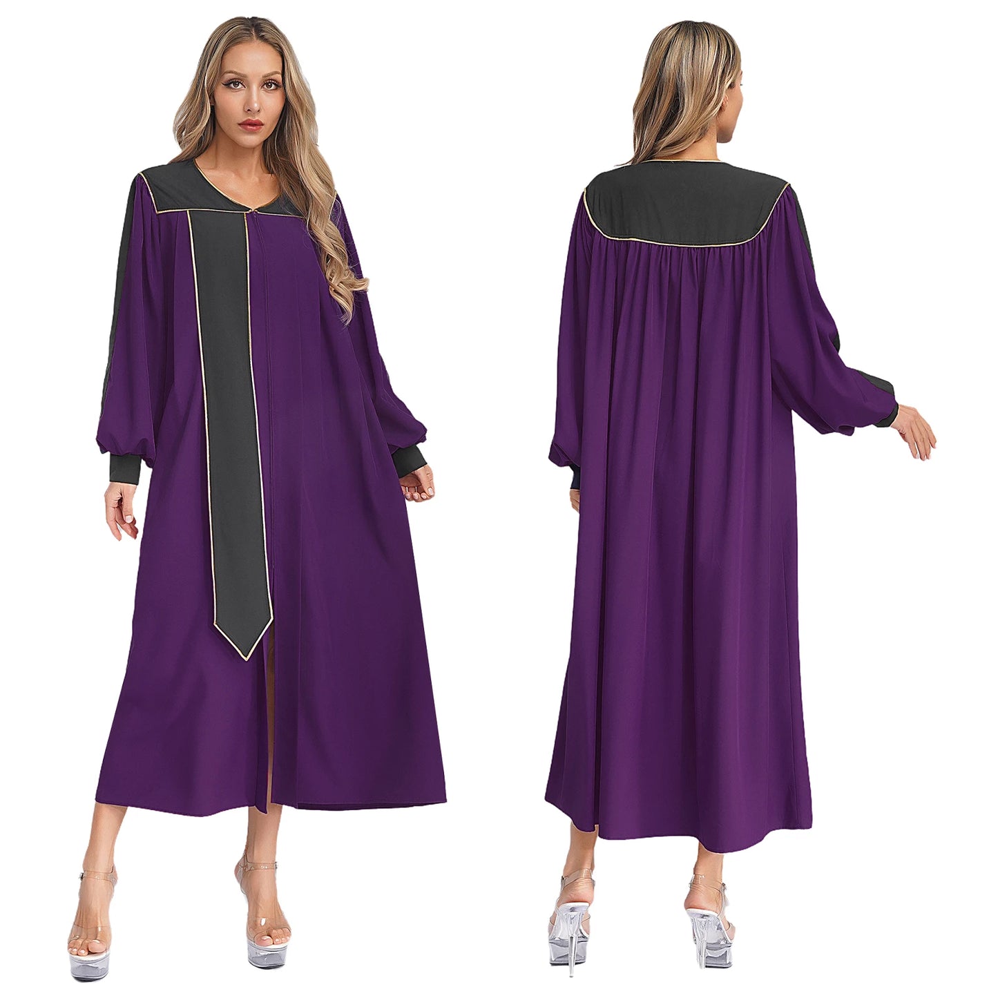 Women Church Clergy Robe Baptism Confirmation Officiant Costume Priest Preacher Dresses Choir Performance Praise Worship Dress