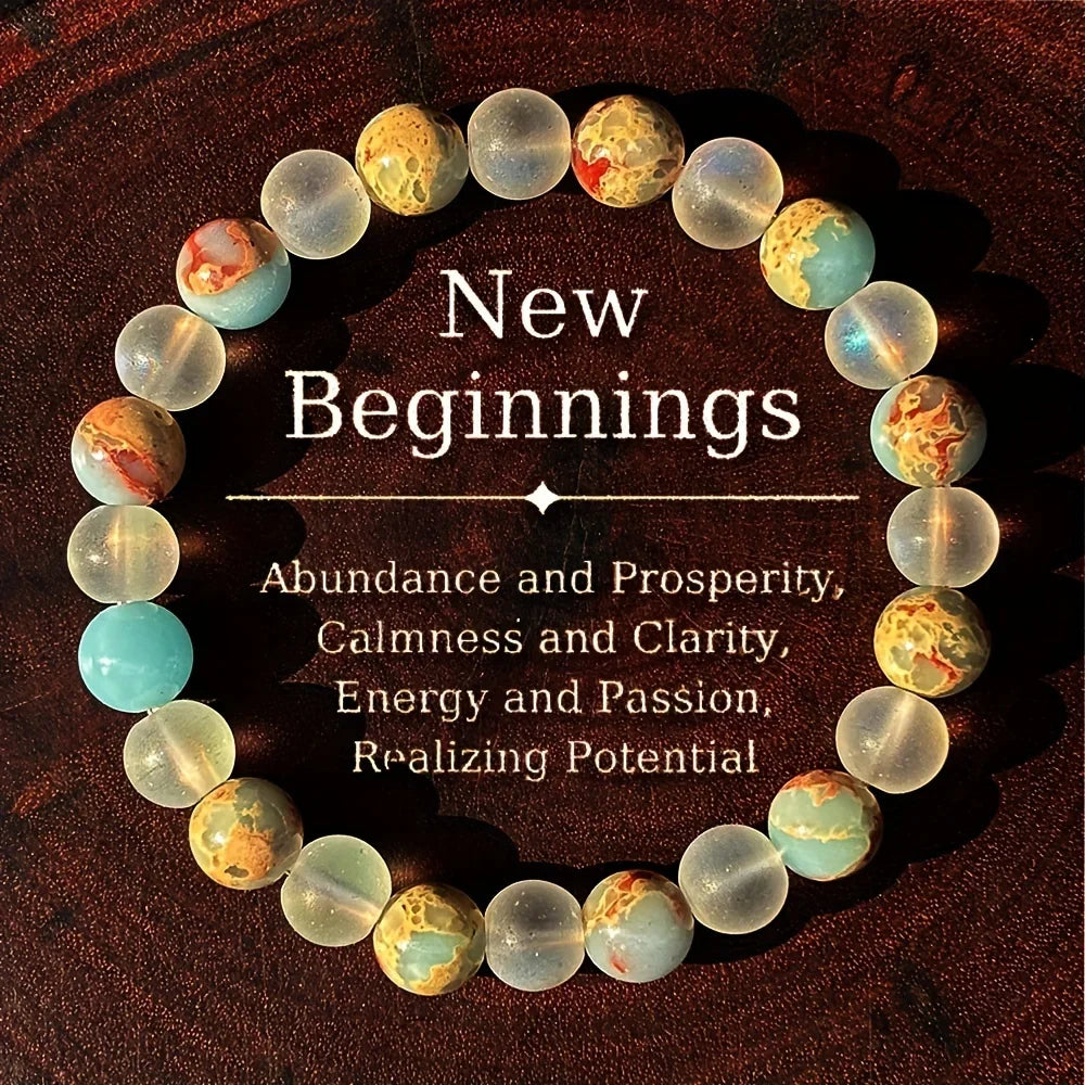 Natural Stone Symbolic Beaded Bracelet Women Men Anxiety Relief Protection Money Spiritual Inner Self-Love Jewelry