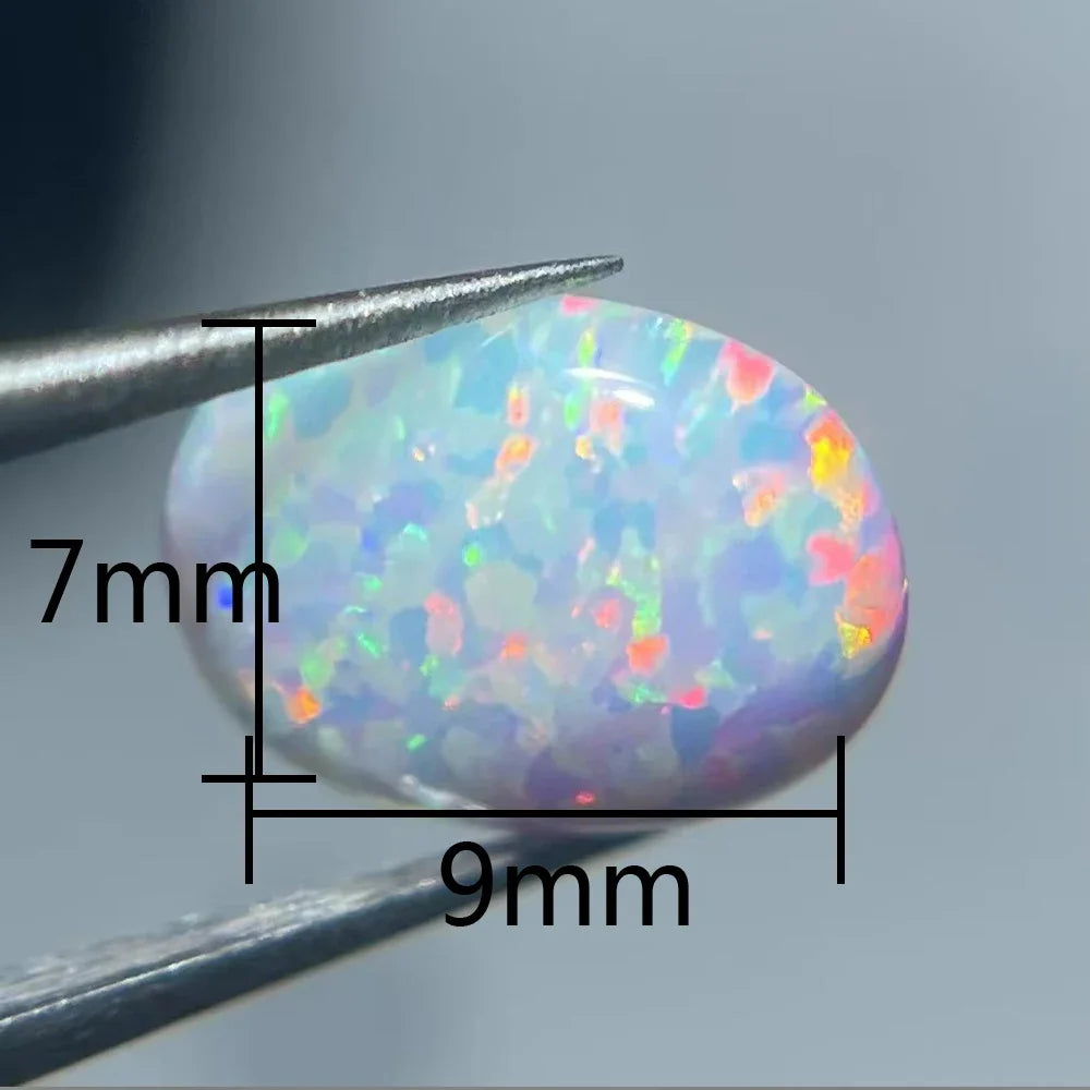 Synthesis Opal Cabochons Loose Gemstone Oval Fire Color Ring Face Flat Colorful Gemstone Cabochons Ring Setting DIY Jewelry
