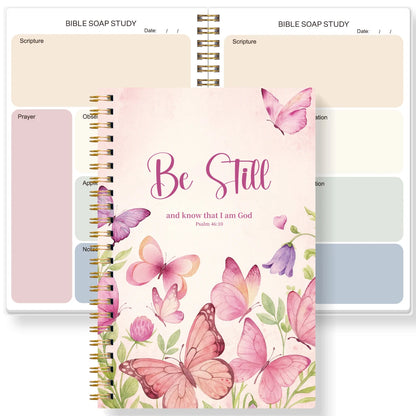 A5 SOAP Bible Study Planner Spiral Notebook for Women, Christian Prayer Journal with Scripture Observation Application Pages
