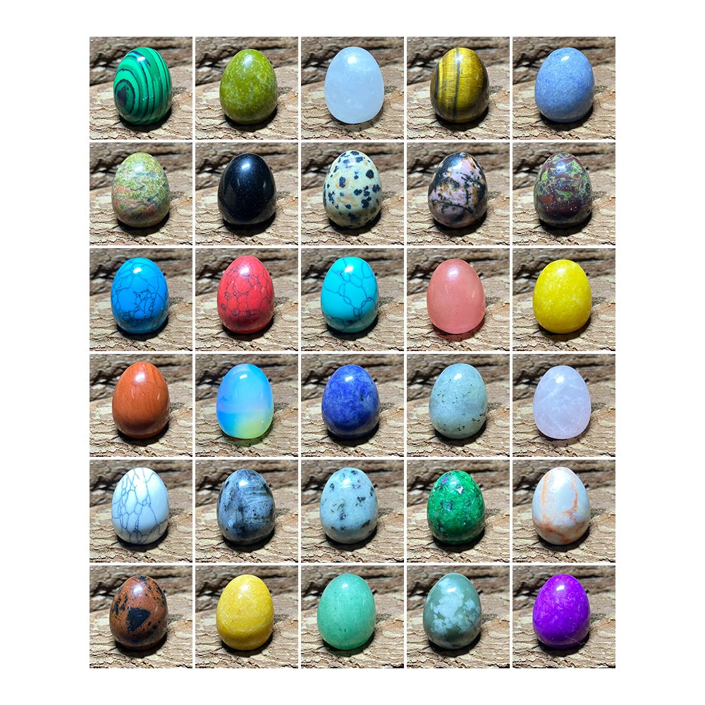 EG1-7 Mini Natural Stone Egg, Small Polished Egg Shaped Stone for Meditation Stress Relief Fidget Palm Desk Decor Gift