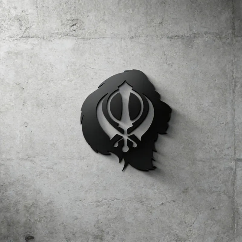 Khanda Sikh Symbol Acrylic Wall Decor - Self Adhesive Sword Sign for Door Number Plate, Religious Holiday Gift